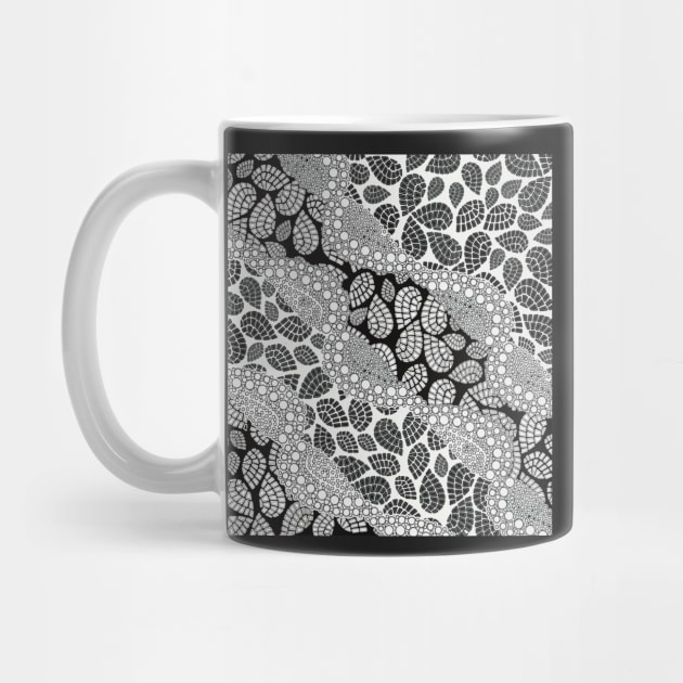 Wavy Paisley Polka Dots | Black and White Digital Illustration by cherdoodles